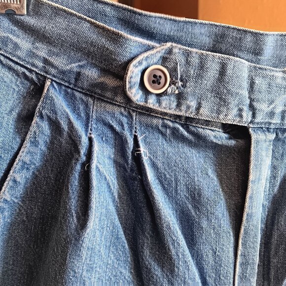24x31 Sz 5 Vintage 70's High-Waisted Pleated Denim Jeans Faded Distress Boho - Picture 4 of 8
